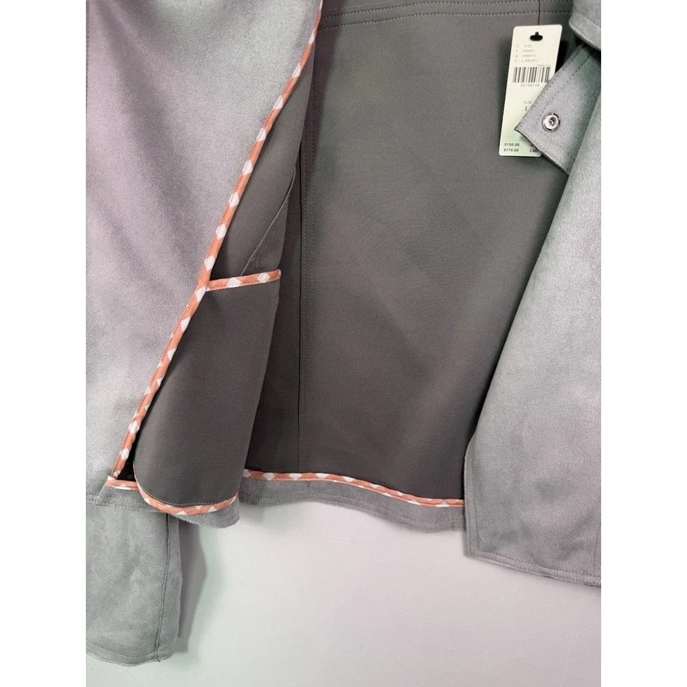 Anthropologie Womens‎ L Gray Faux Suede Moto Jacket Open Front NWT $150